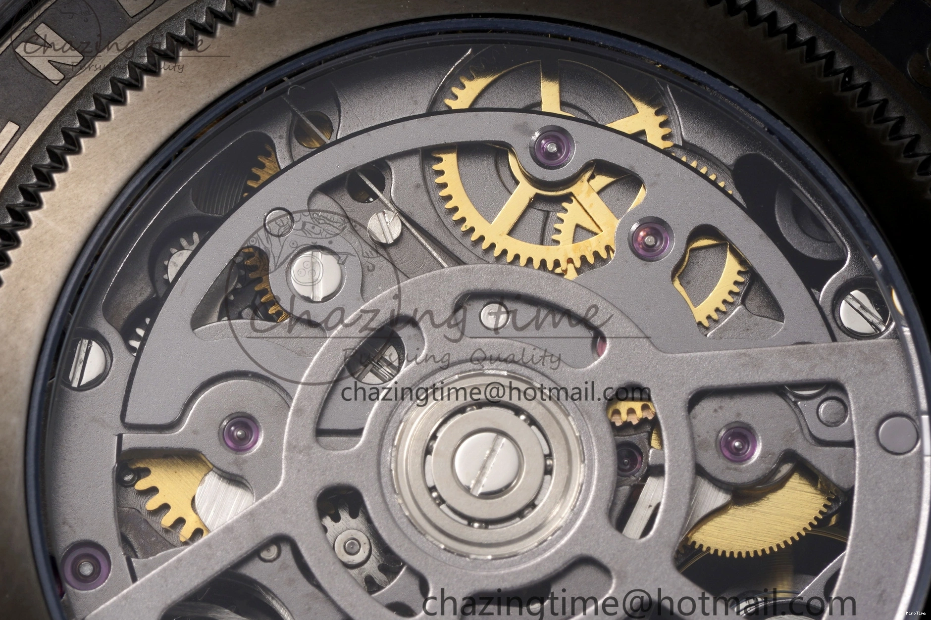 MiroTime 0213 Youthful Daytona PVD Carbon Bezel GETF Best Edition Skeleton Red Dial on Red Rubber Strap SA 1944